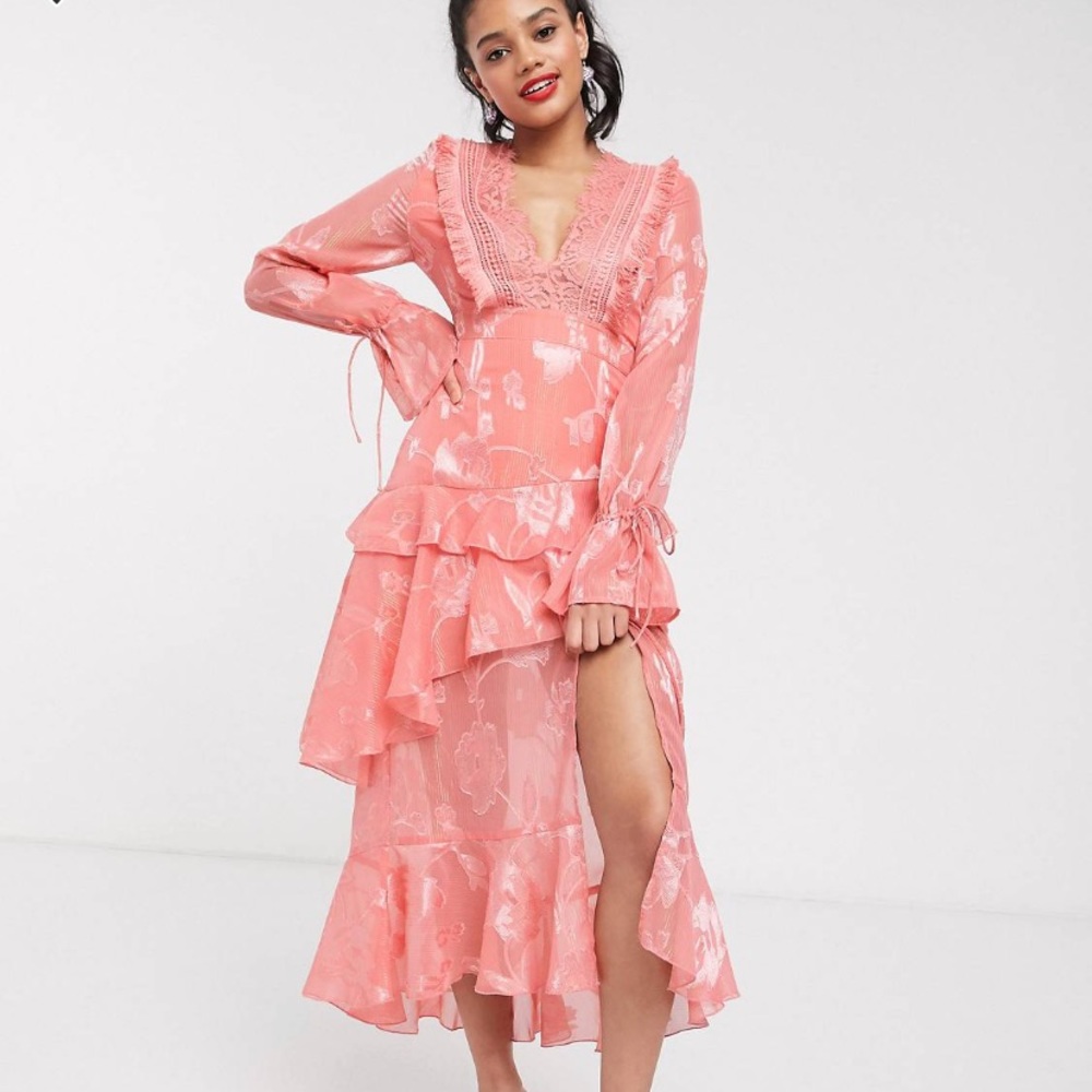 Plunge frill dress